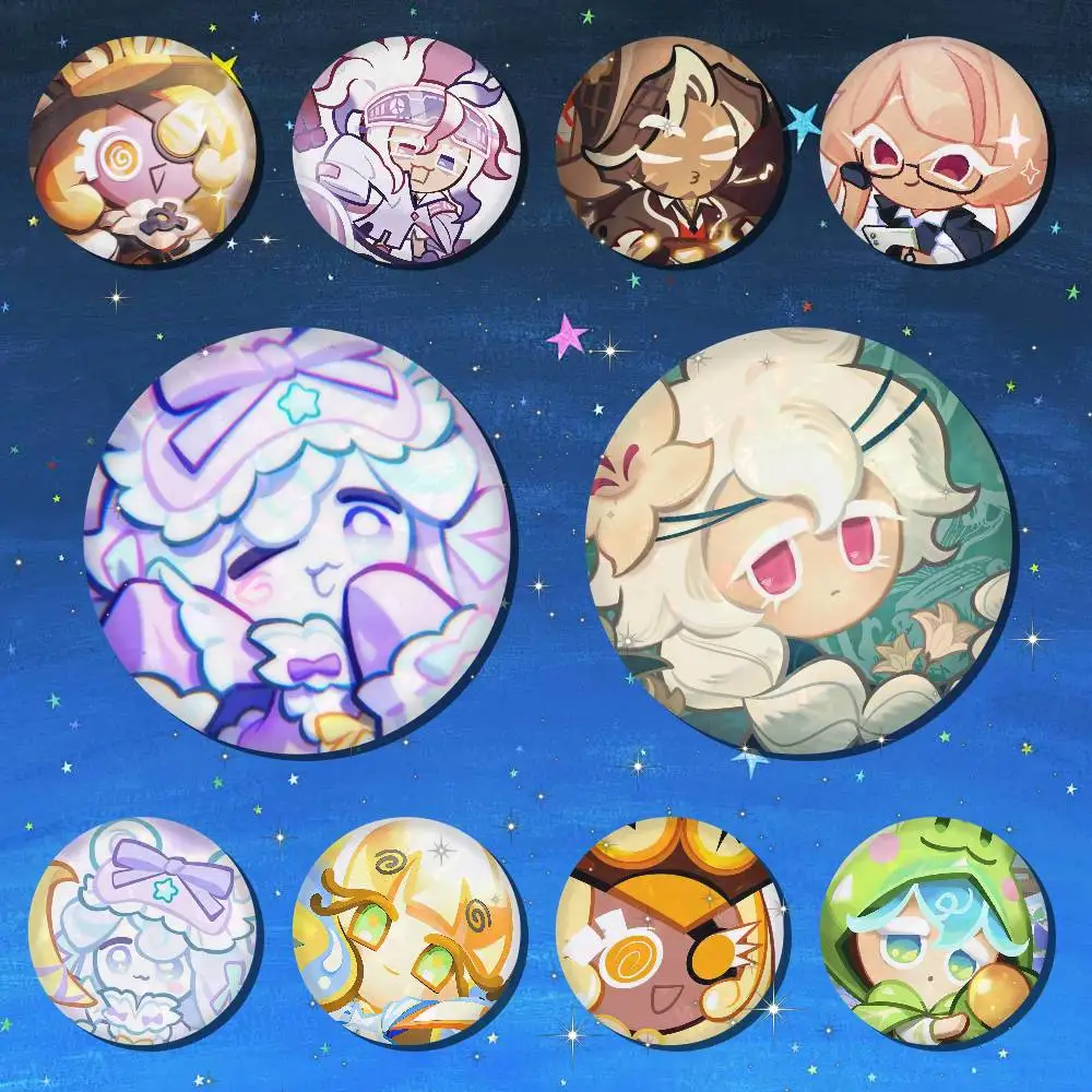 Cookie Run Kingdom-M Creative Round Button Pins Badge Set Cartoon Anime Movie Music Pattern Brooches For Bags Jackets