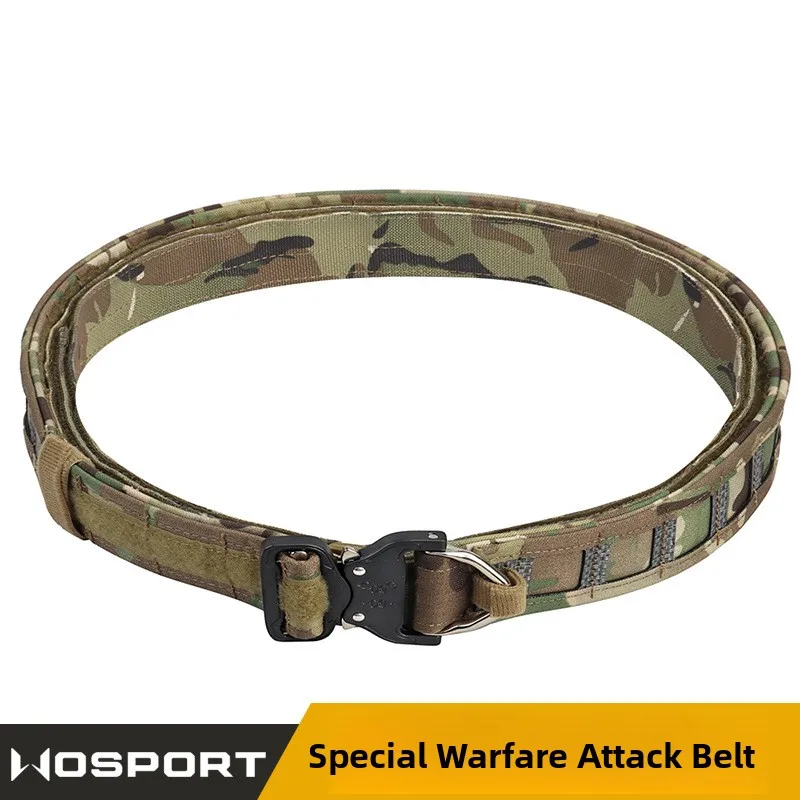 wosport特殊作戦アタックベルト多目的スネークメタルバックルmolleシステム三層戦術ウエストシール