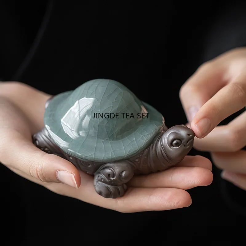 Ceramic Turtle Tea Set Filter Cute Animal Statues Home Decoration Kung Fu Tea Set Chinese view 2