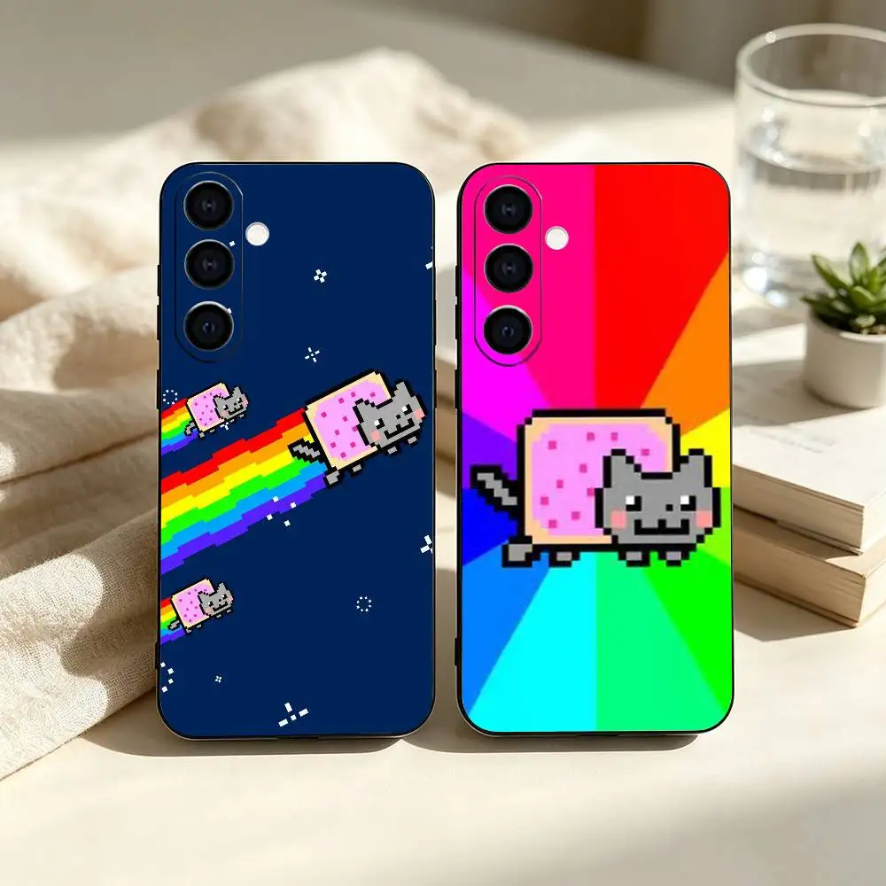 Cute Nyan Cat  Black Soft Silicone Shockproof Case For Samsung A70/A71/A51/A52/A53 & Other Models