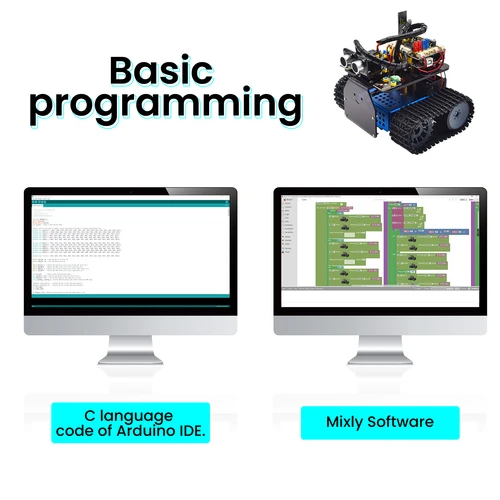 Imagen 2 del producto KEYESTUDIO-Mini tanque programable para niños, Kit de coche Robot para Arduino, Kit de vástago de automatización DIY, juguetes EDU, Control remoto por aplicación IR