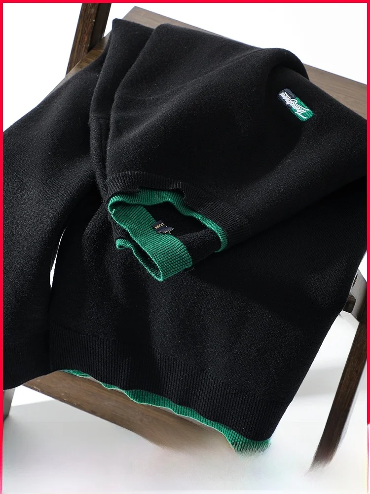 

Comfortable Men's Knitted Sweater Double Collar Base Layer Trendy Autumn Winter New Sle Soft Polyester Fiber Long...