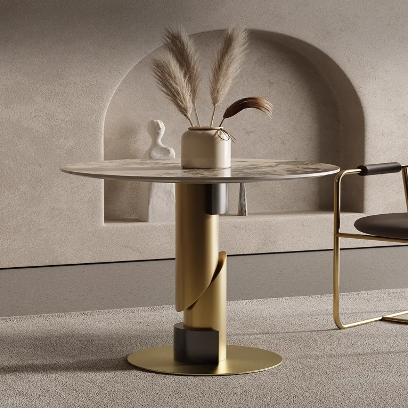 

Rock slab round light luxury, negotiation table small round table, business meeting office beauty salon negotiation table