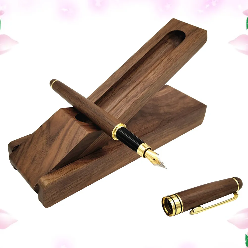 

Wooden Pen Set With Gift Box Smooth Writing For School Office Business Signature Calligraphy Supplies Fountain Pen With