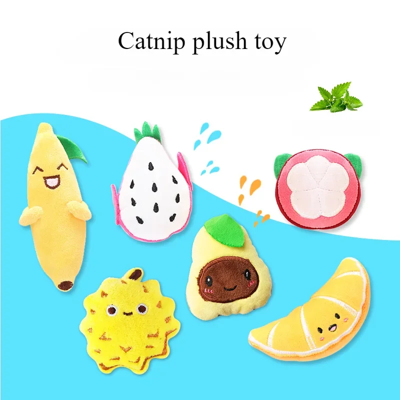 Cat Toys Cute Fruit Series Plush Toys Contains Catnip Bite Resistant Soothing Pet Supplies