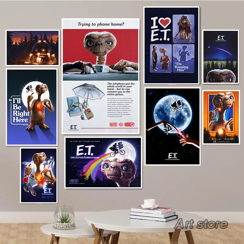 E.t. The Extra-terrestrial Ufo Movie Film Posters and Prints Canvas Painting Wall Art Picture Nordic Home Room Decor Cuadros