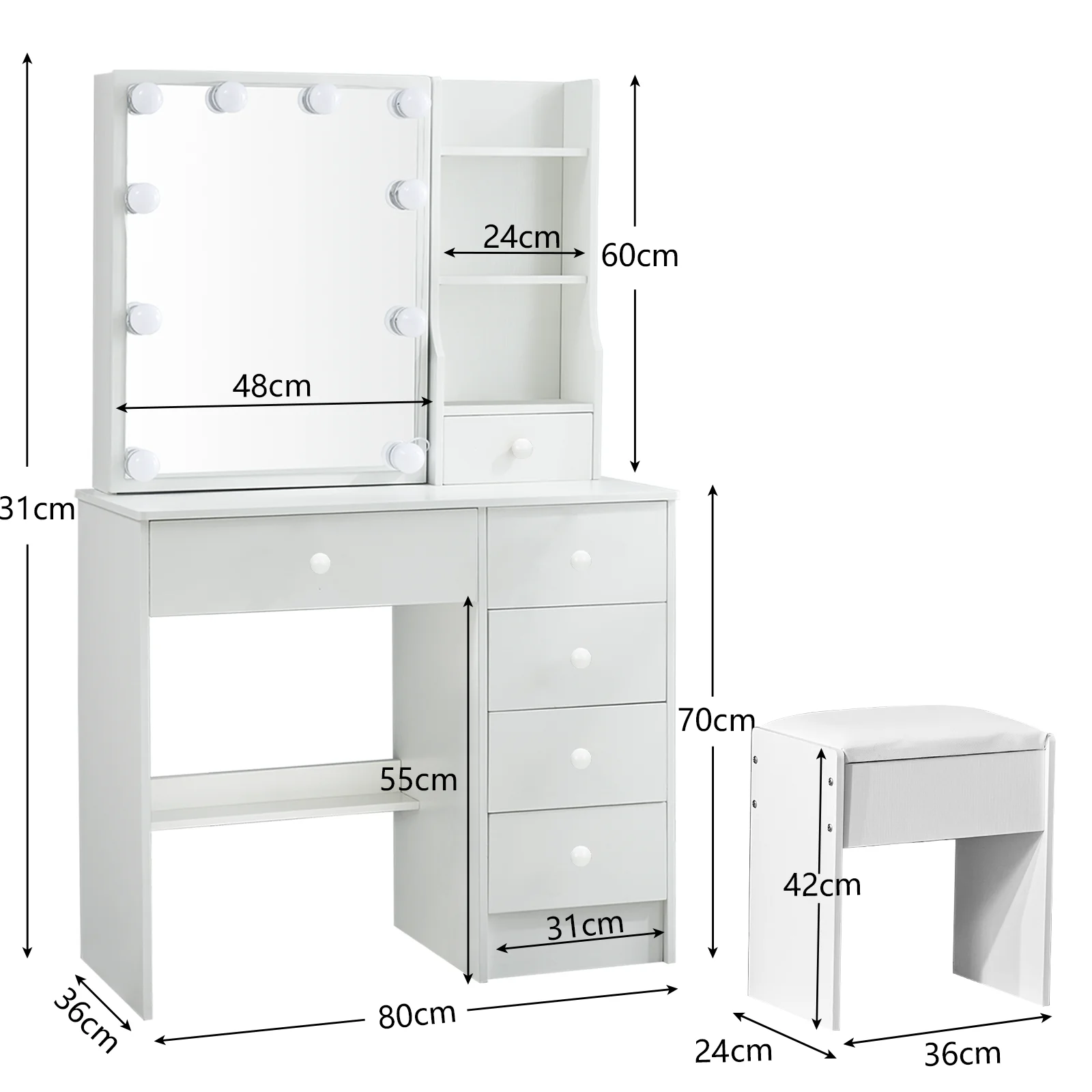طاولة مكياج عصرية مع مرآة مضاء - مراجعة Home Office Guest Room وسعره
