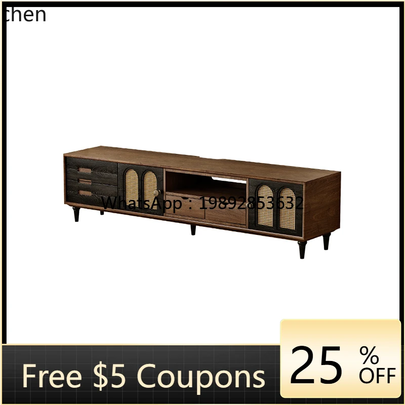 WW medieval TV cabinet combination living room light luxury high-end red oak furniture
