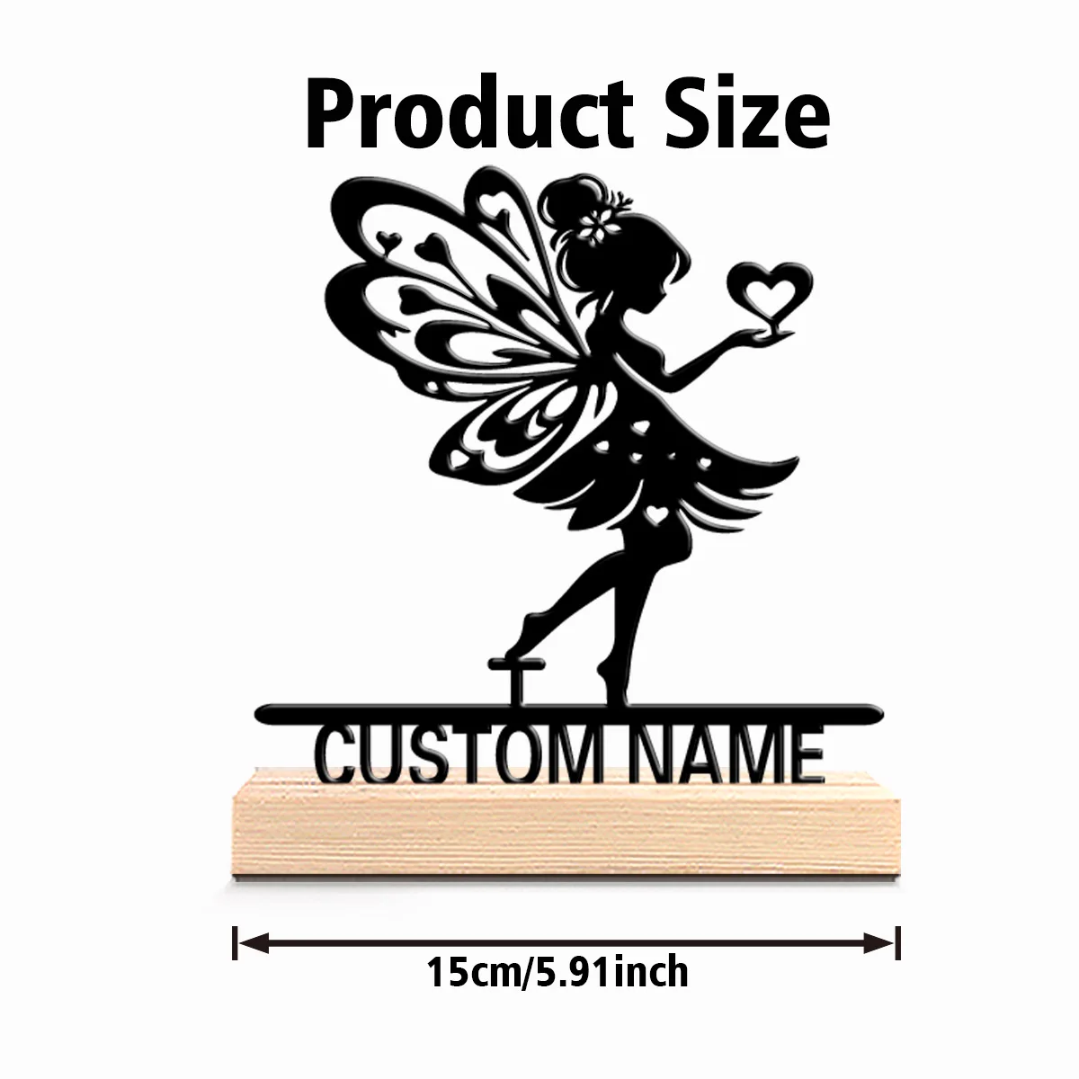 1pc Fashion Personalized Custom Butterfly Spirit Metal Statues Symbolic Desk Decor with Wooden Base Perfect for Art  Anniversary