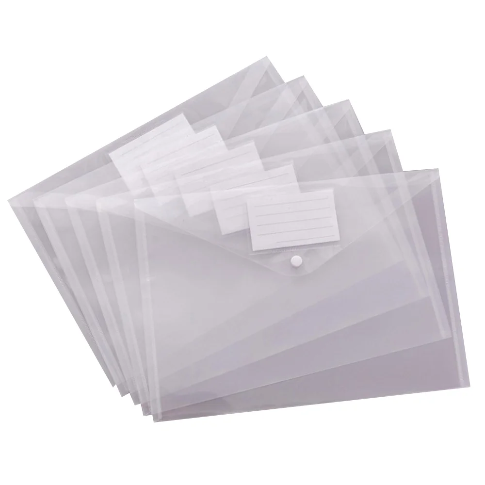 30 Pack Clear Plastic Envelope with Snap Closure Folder Document Folders A4 File Envelopes with Label Pocket for School