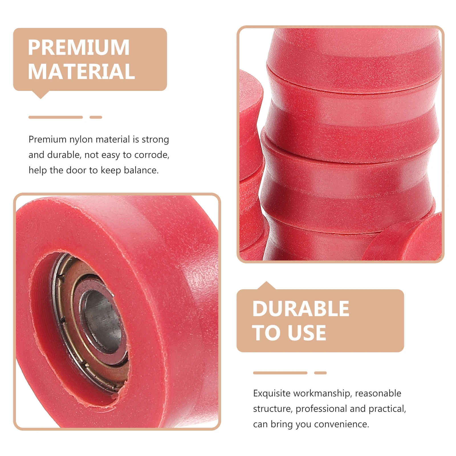 Poulie en Nylon à rainure en U pour porte coulissante et fenêtre, roulement de roue à rainure en U, accessoires de porte robustes et résistants à l'usure, 10 pièces