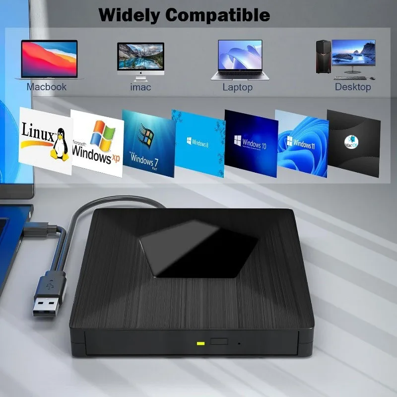 휴대용 BD-Combo 2in1 USB3.0 Type-C 블루레이 드라이브 외부 CD DVD 리더기 및 라이터 버너 Windows Linux MacOS와 호환 가능