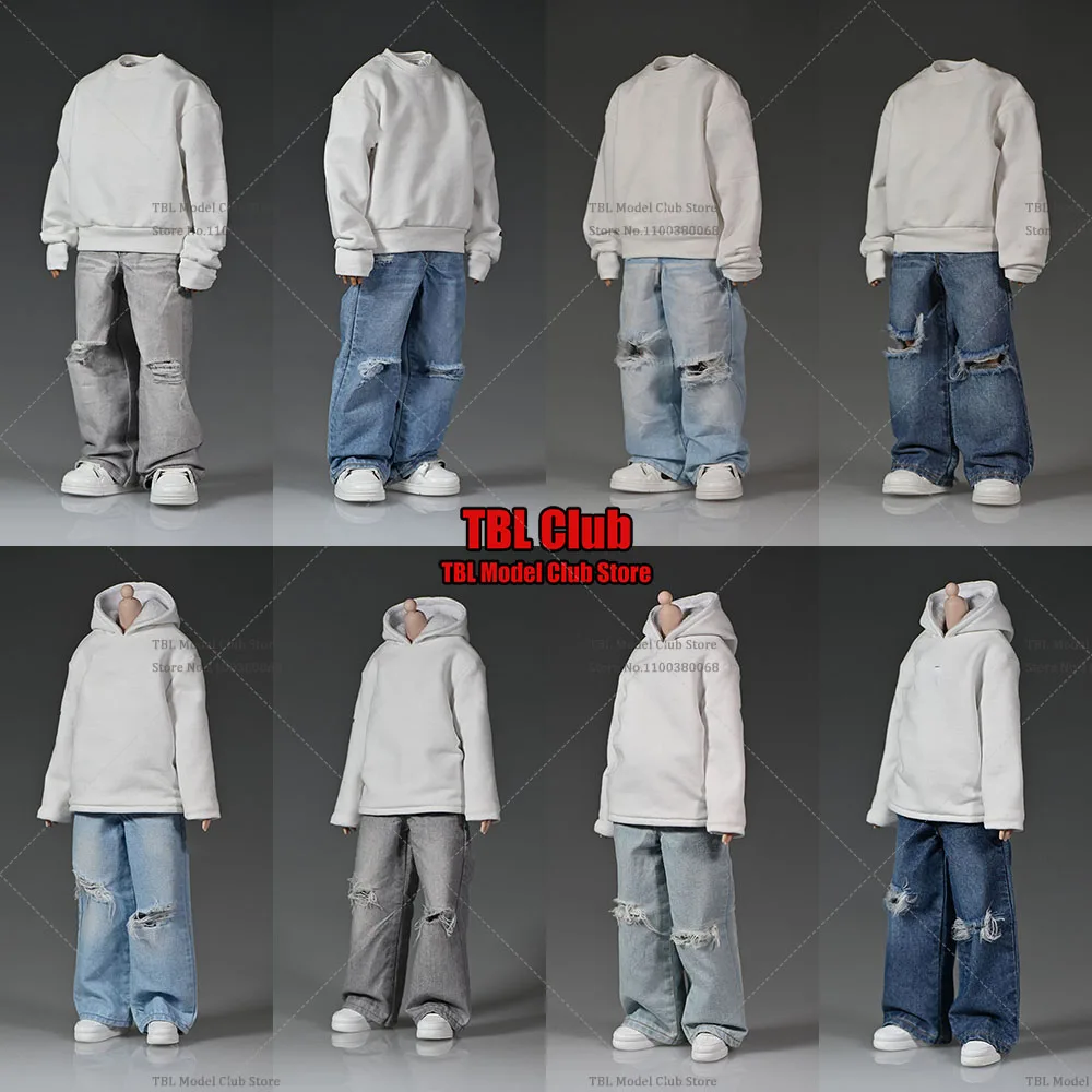 

1/6 Scale Loose Version Washed Ripped Jeans Streetwear Trousers Casual Clothes Model for 12In Male Female Solider Action Figure