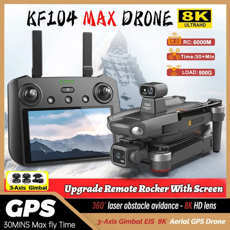 

KF104 MAX GPS Drone Professional 8K HD ESC Camera 5G FPV WiFi With 3-Axis Gimbal Drones Brushless LCD Screen Dron RC Quadcopter