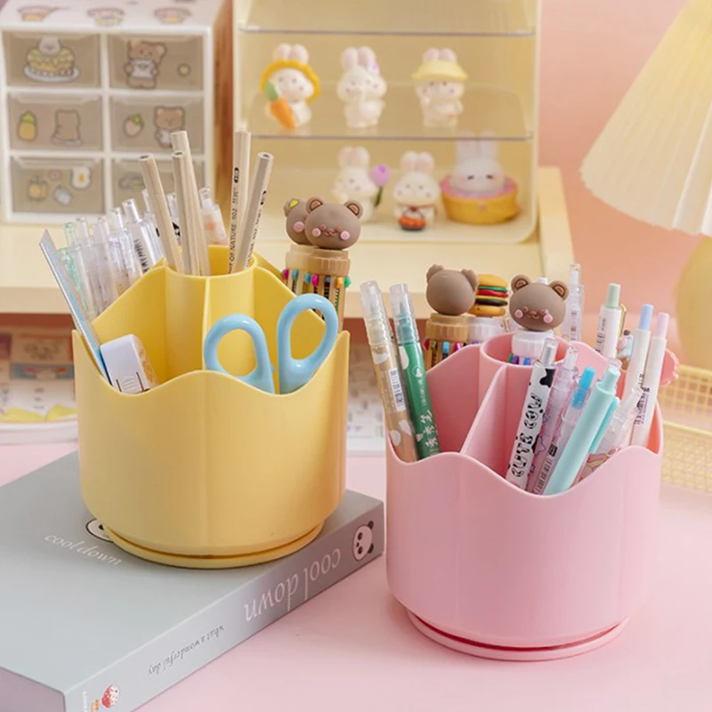 Pemegang pena kapasitas besar berputar alat organizer pensil pena pot desktop organizer pensil cup pot untuk kantor rumah