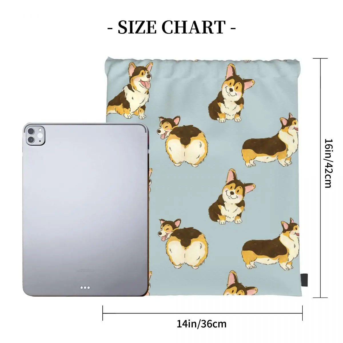 Tri Color Corgi Dog Backpacks Casual Portable Drawstring Bags Drawstring Bundle Pocket Sports Bag Book Bags For Travel School