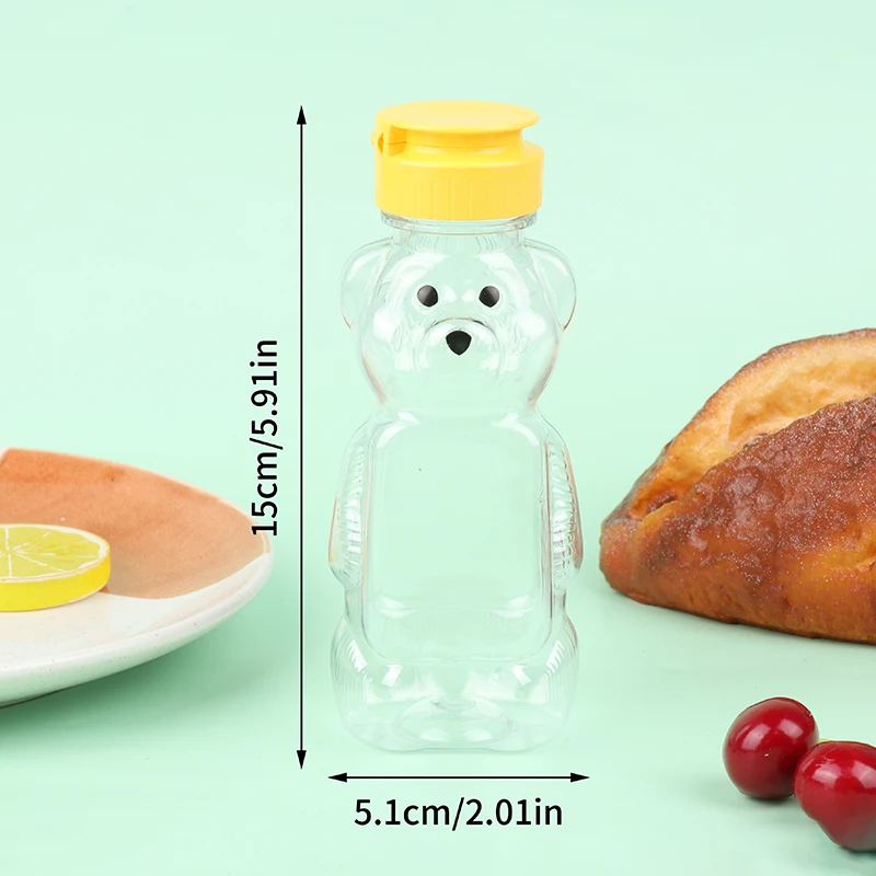 1/2PCS 240ml Plastic Squeeze Condiment Bottles Bear Honey Bottle Extrusion Bottle Bear Shape Honey Sauce Mustard Jam Dispense