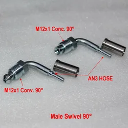 M12x1 Male Swivel CONC. CONV Straight 45 90 Degree Fitting For AN3 Braided Hose