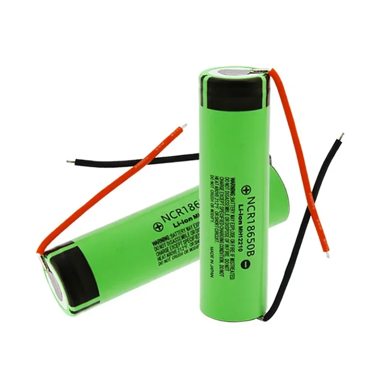 100%18650 Rechargeable Battery 3400mAh 3.7V Battery NCR 18650B Silicone Wire Soldering DIY Suitable for Power Bank Car Bike