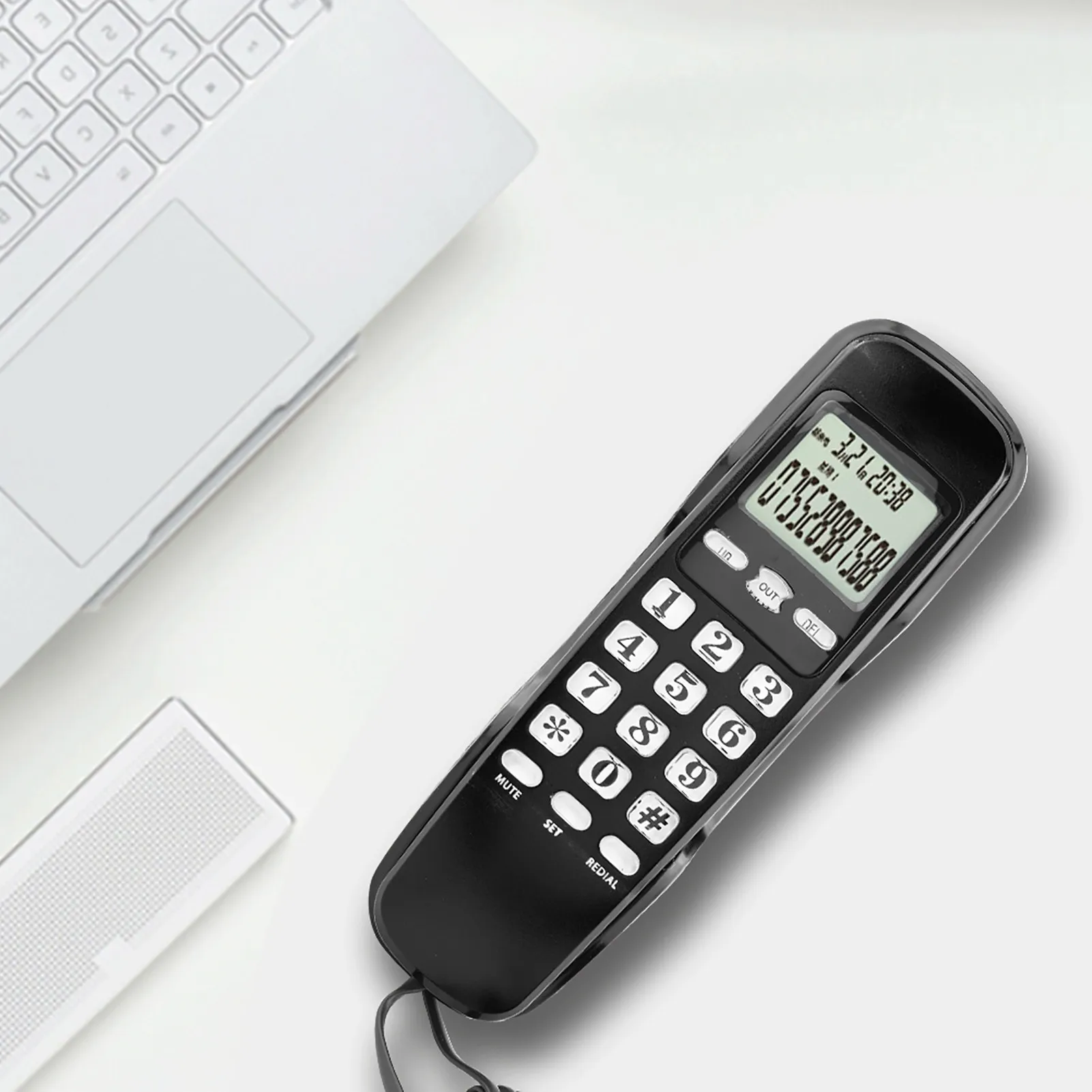 Mini Wall Telephone Home Office Hotel Incoming Caller ID LCD Display Landline Phone