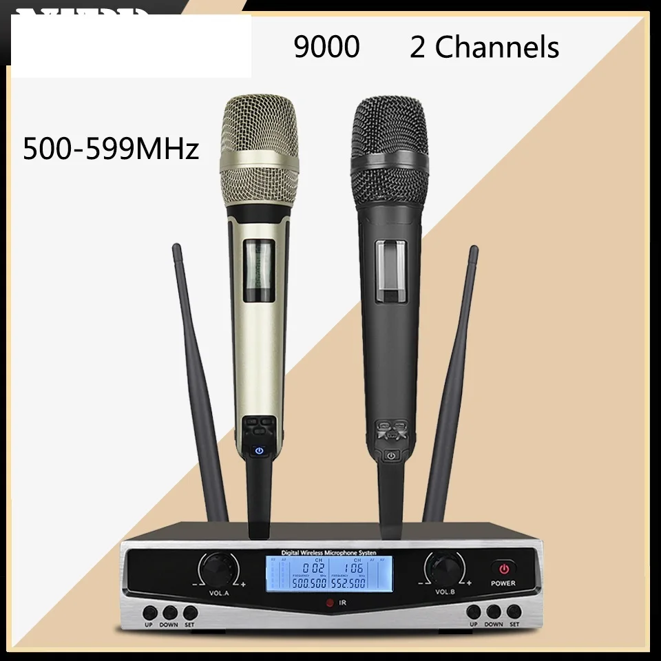 Top 500-599MHz SKM9100 Stage Performance Home KTV High Quality UHF Professional Dual Wireless Microphone System Dynamic