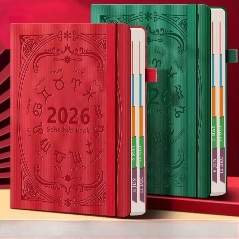 New 2026 Portable A5 Calendar To-do List Plan Reminder Calendar Texture PU Calendar Book Office Supplies