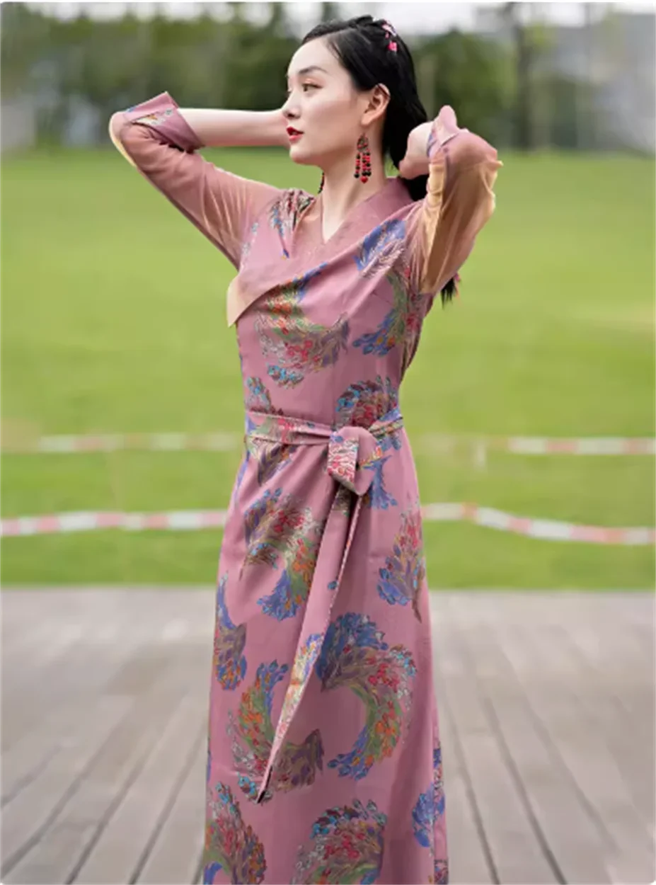 

Summer silk color matching bola Xizang clothes