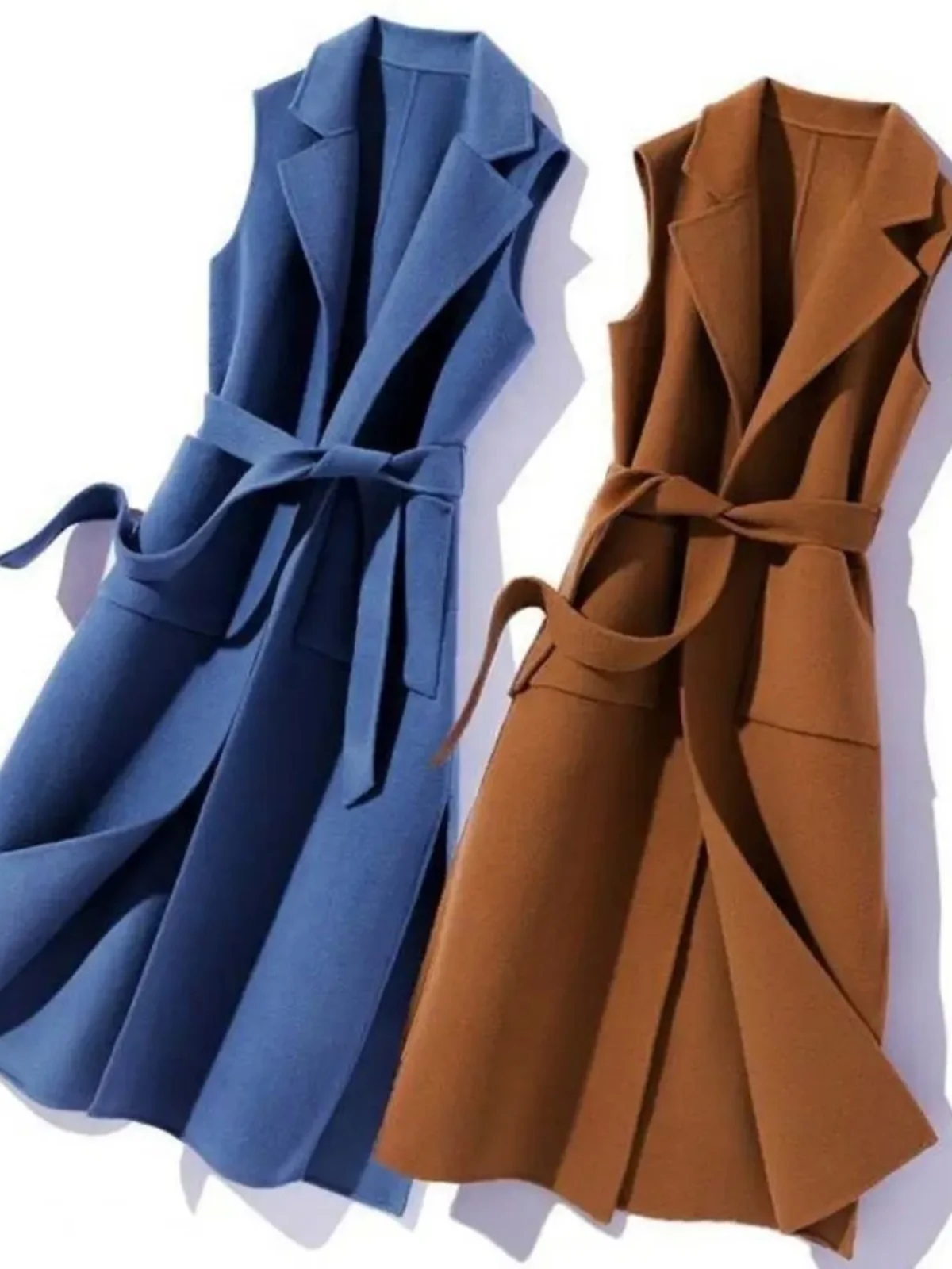 

Женский жилет с завязкой на талии Jaet Street Sle, свободная верхняя одежда, пальто средней длины с поясом, чистый цвет