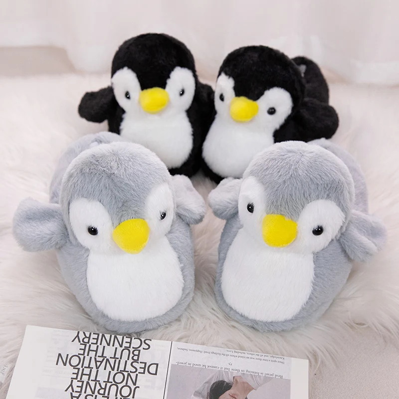 Cute Penguin Shoes Women Winter Slippers Warm Plush Soft Sole Girls Indoor Home Floor Slipper Pink Color Ladies Cartoon Footwear