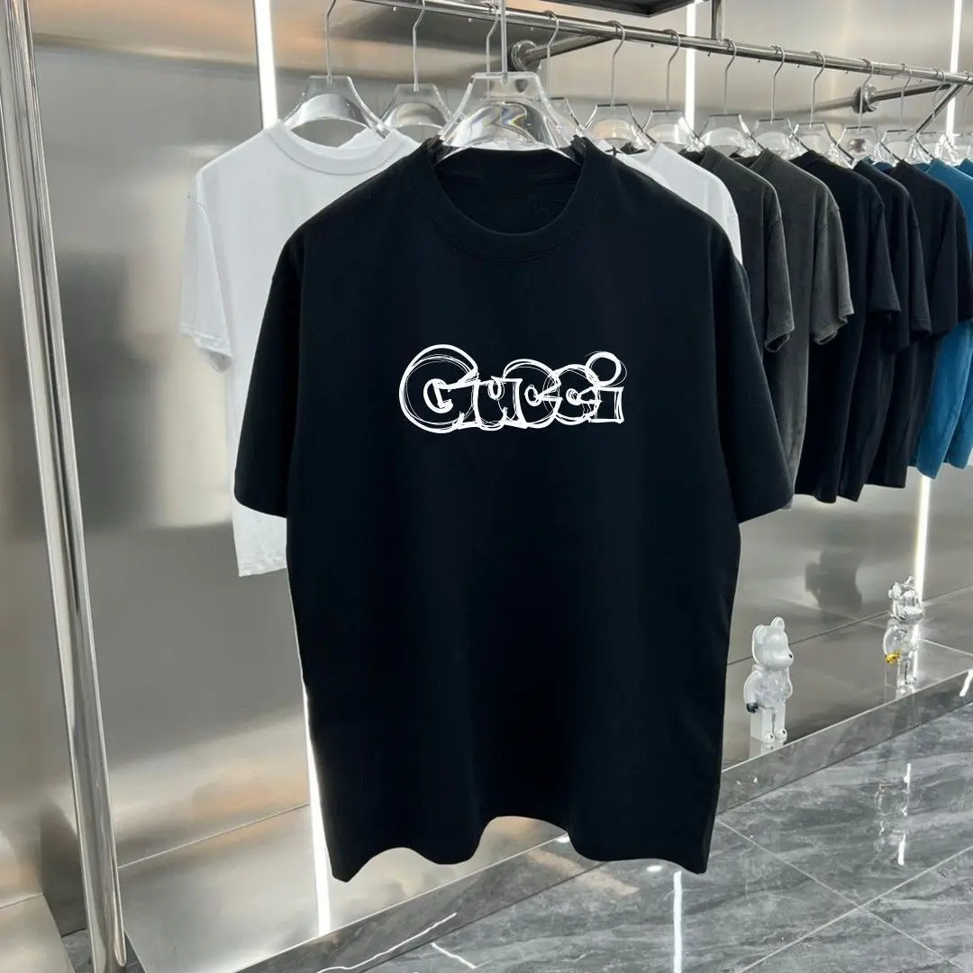 جديد عصري القطن الخالص زوجين جديد قصير الأكمام الصيف عادية رسالة تي شيرت مطبوعة الرجال والنساء فضفاض جولة الرقبة أعلى