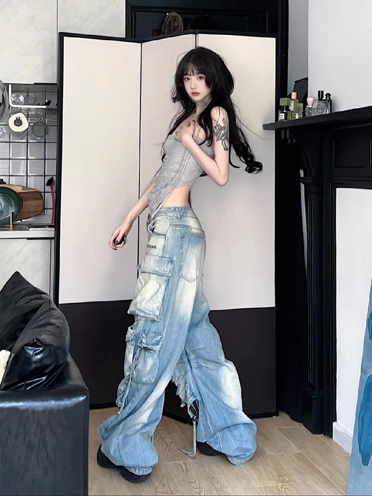 

Kaw High Waist Loose Straight Leg Jeans Vintage American Design Summer Trendy Brand Workwear Casual High Waist Long Pants
