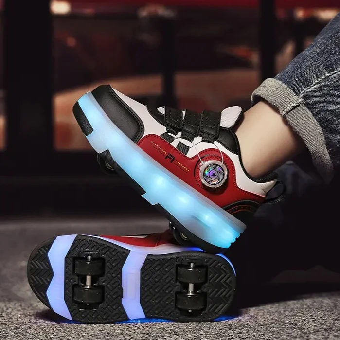 

Детские кроссовки с LED-подсветкой, зарядка через USB, светящиеся кроссовки для активного отдыха, роликовые коньки, детские кроссовки на четырех колесах для мальчиков и девочек, повседневная обувь с подсветкой.