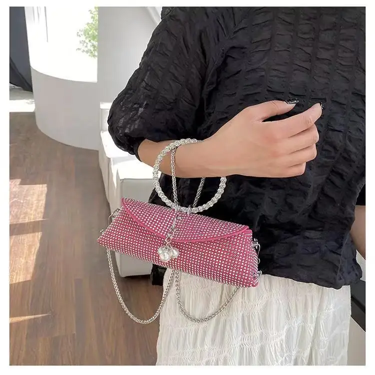 Borse con diamanti per le donne borsa con manico per feste di matrimonio Bling strass Prom Party Bridal Sparkly Evening Clutch Square Bags Tote