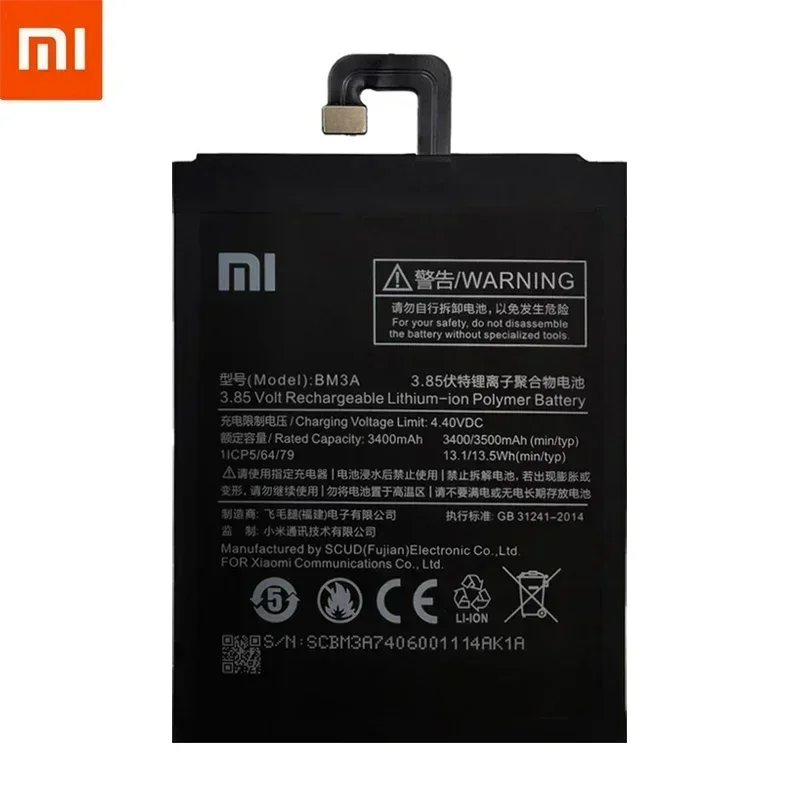 Bateria Original Do Telefone Para Xiaomi Mi Note 3, Bateria De Substituição, Baterias De Alta Capacidade, BM3A, 3500mAh, 2022