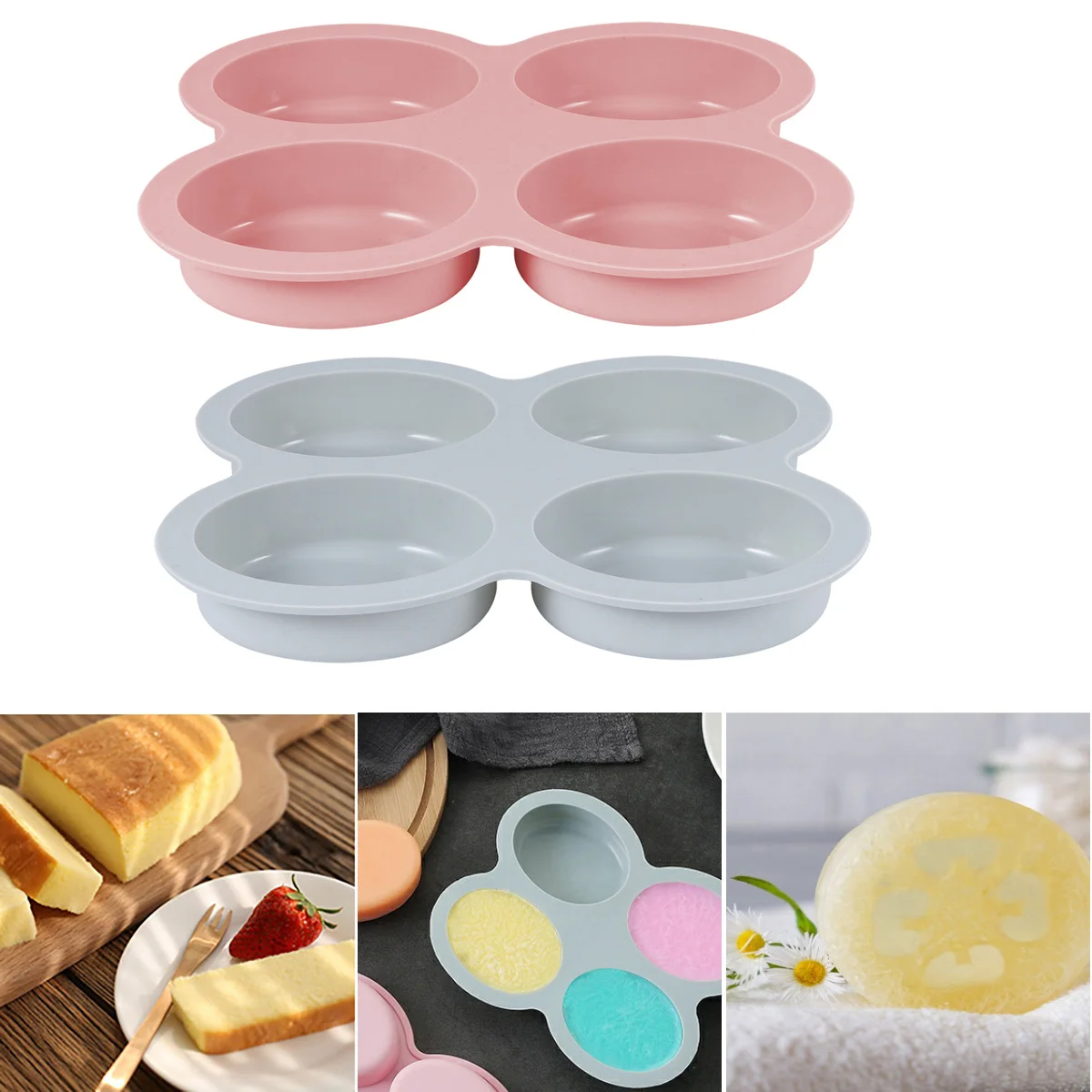 

2Pcs Oval Silicone Soap Mold Flexible Reusable for DIY Soap Making Chocolate Cake Candy Baking Tools Chocolate Mold