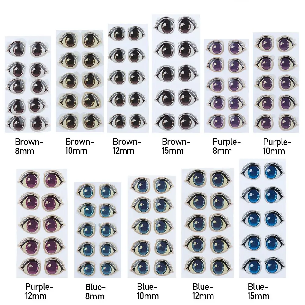 10 Paare Multi Styles Augen Aufkleber Tropfenform Cartoon Gesicht Orgel Paster Aufkleber DIY Glas Eye Chips Papier puppe Zubehör