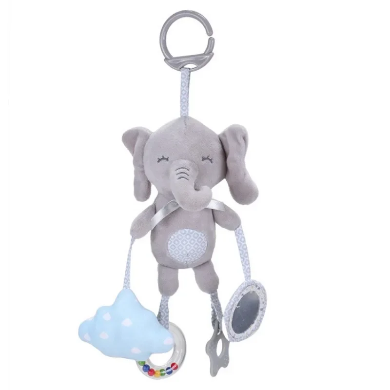 Baby Hanging Rattles Soft Early Learning Sensory Toys Kids Animal Plush Stroller Infant Car Bed Crib with Teether for Toddlers