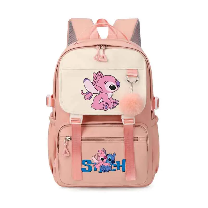 Lilo & Stitch-mochila escolar de nailon para adolescentes, morral de hombro para chica y niño, morral de viaje para escuela secundaria