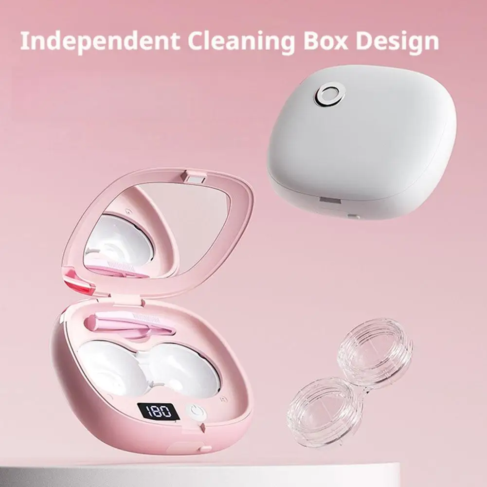 Ultrasonic Vibration Rechargeable Contact Lens Cleaner Blue Light Lens Storage Box Remove Impurity Contact Lens Electric Cleaner