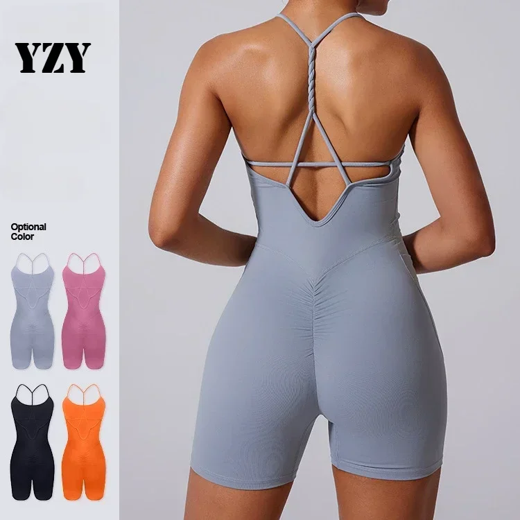 Seamless Yoga Jumpsuits Sports Fitness Hip-lifting Skinny Twist Rope Knot Yoga Onesie Workout Gym Leggings Sportswear for Women