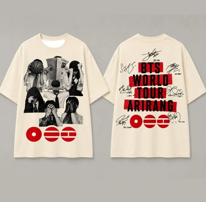 2026 Arirang World Tour Fan Support T-shirt Neutral 3D Printed Fashion Thin Style Quick Drying Family Matching Clothing