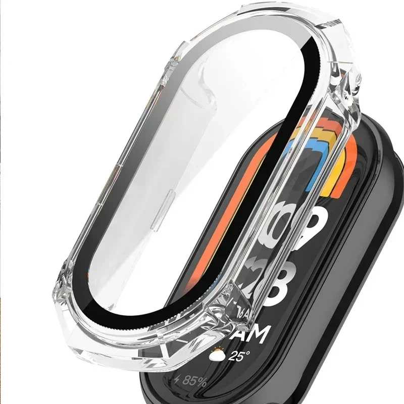 Закаленное стекло + чехол для xiaomi mi Band 8, ПК, бампер, защитная пленка для смарт-часов miband8 HD, пленка + чехол для смарт-браслета 8, аксессуары