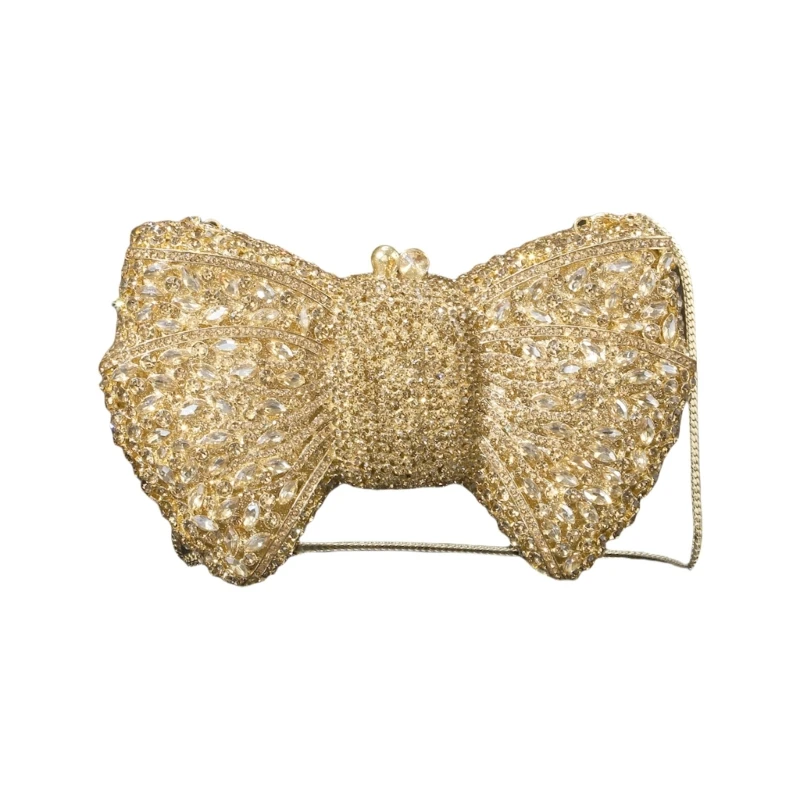 Sophisticated Evening Bag Elegant Banquet Handbag Shoulder Purse with Rhinestones Butterfly Bows For Fashionable Ladies