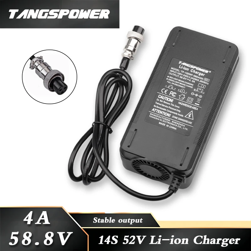 58.8V 4A Li-ion Battery Charger 14S 52V 4A Charger Kugoo G1 Charger Lithium Battery Pack Charger Fast Charging 3-Pin GX16