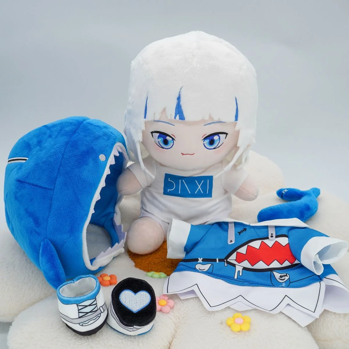 30cm Gawr Gura Plush Toy Doll Changeable Clothes Set Dress Up DIY Virtual YouTuber Hololive Shark Stuffed Soft Figure Gift Fans