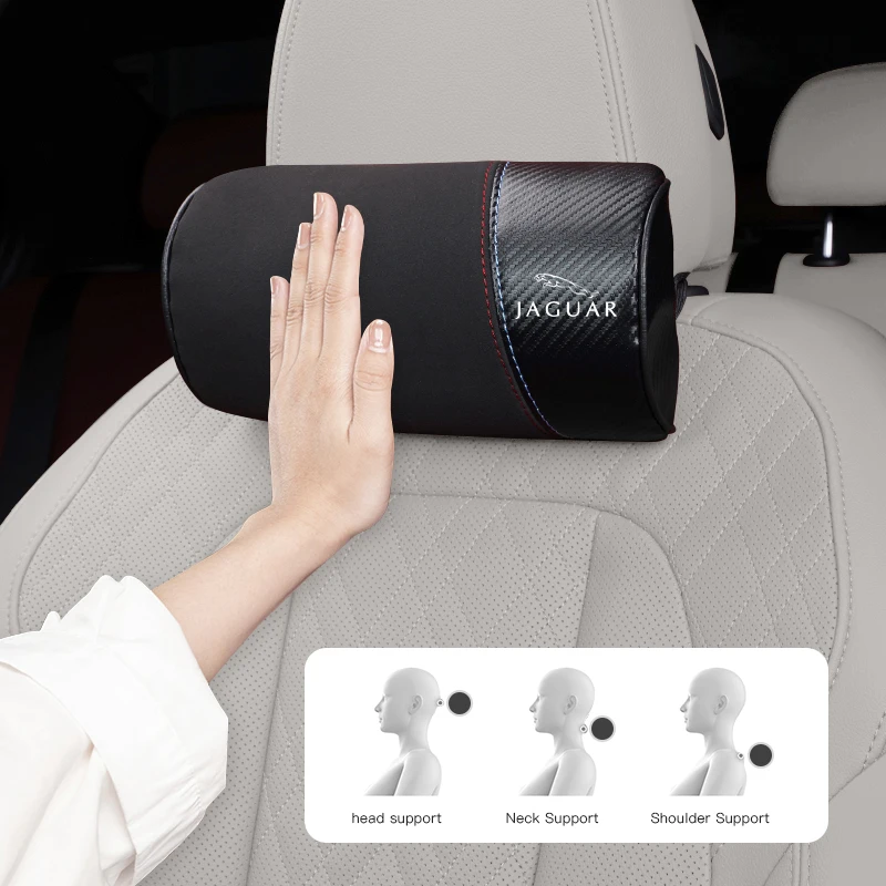 سيارة مسند الرأس الجلد المدبوغ السيارات العظام حماية الرقبة اكسسوارات ل جاكوار X S F XF XE XJ XK XEL XFL XJL XJ6 XJS XKR XFR F-نوع F-Pace