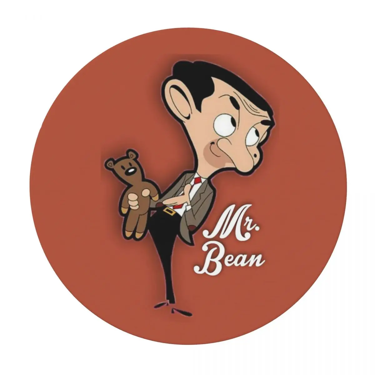 Mr. Bean Cartoon Waterproof Round Tablecloth Oilproof Table Cloth for Kitchen Events Dining Table Cover