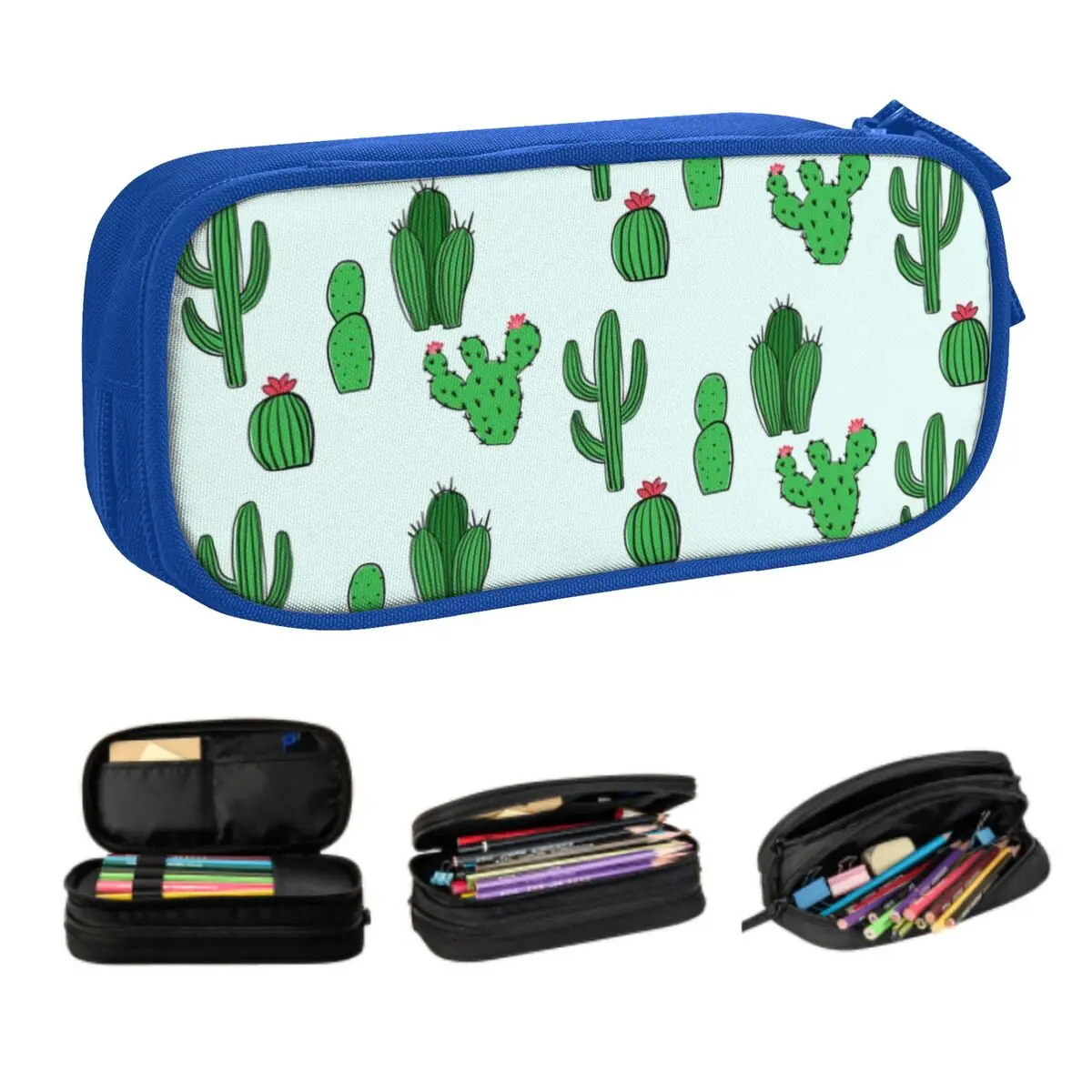 Custom Cute Desert Cactus Succulents Pencil Cases for Girls Boys Big Capacity Cacti Plants Pen Bag Box School Accessories