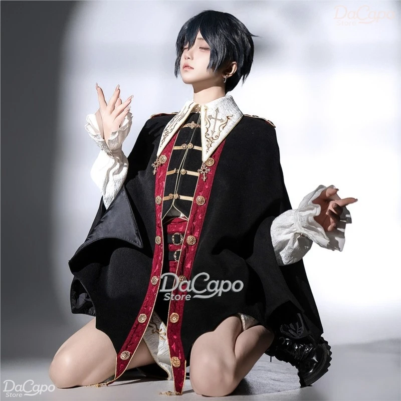 Original Vampire Unisex Ouji Femboy Lolita Outfit Women Gothic Daily Suit Jacket Shirt Set Cosplay Halloween Party Cape Shawl view 2