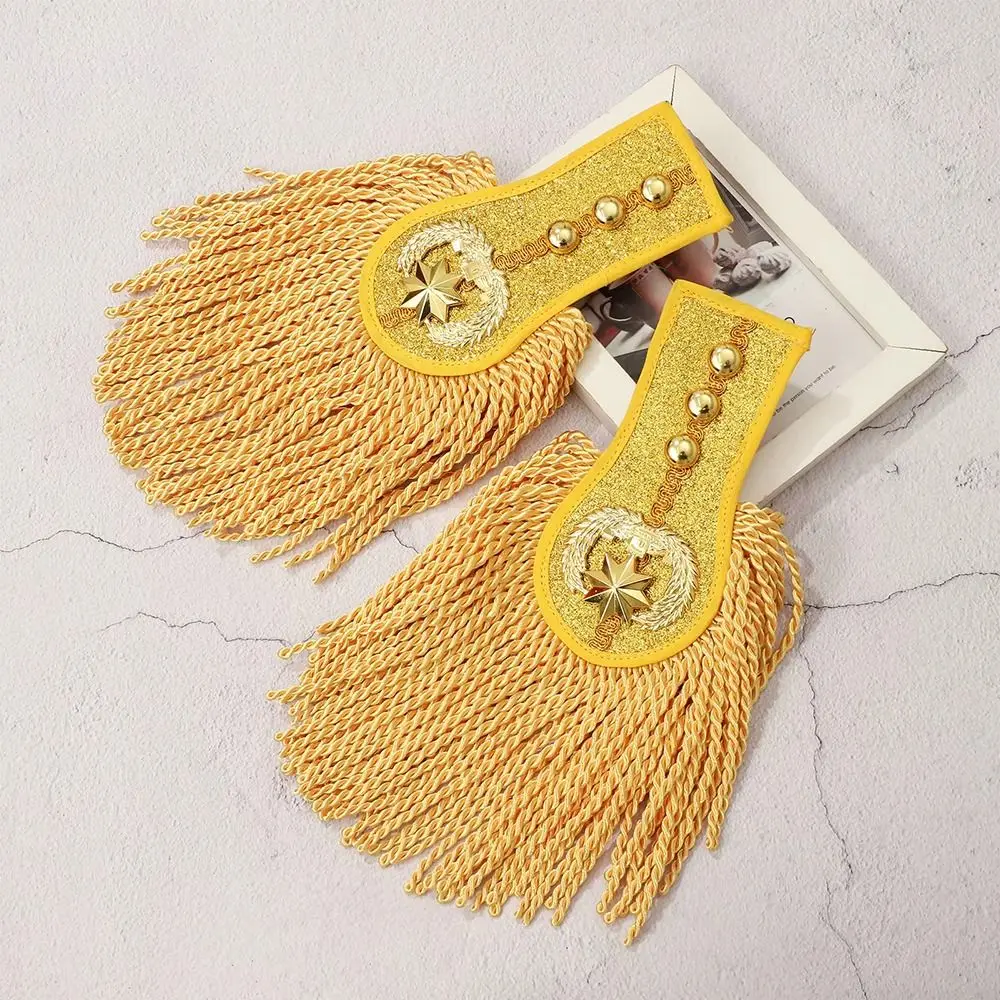 1 زوج وسادة الكتف متعددة الأغراض الكتفيات الملونة بروش مجلس شرابة هامش الكتفيات مع مشبك السترات معاطف Epaulett